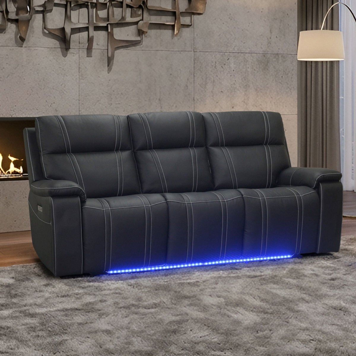 Hartley - Reclining Sofa With Power Headrest & Footrest - Black Reclining Sofas by New Classic - Walls Furniture & Mattress