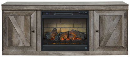 Wynnlow - TV Stand With Faux Firebrick Fireplace Insert - Gray Fireplace TV Stands by Signature Design by Ashley® - Walls Furniture & Mattress