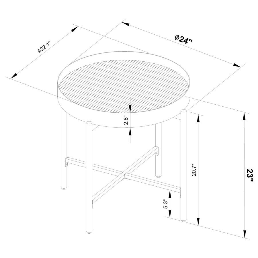 Ozella - Round Table With Hidden Storage Sandy End Tables by Coaster Fine Furniture - Walls Furniture & Mattress