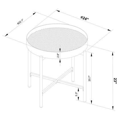 Ozella - Round Table With Hidden Storage Sandy End Tables by Coaster Fine Furniture - Walls Furniture & Mattress