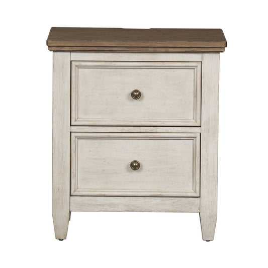 Heartland - 2 Drawer Nightstand With Charging Station - White Nightstands w/ Charging Stations by Liberty Furniture - Walls Furniture & Mattress