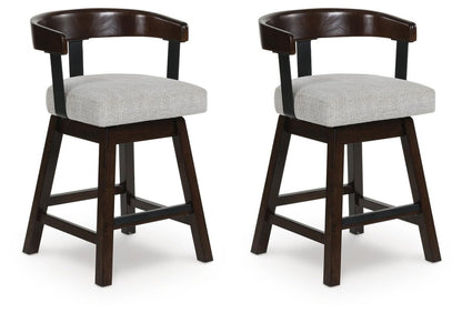 Haddigan - Upholstered Swivel Barstool (Set of 2) - Dark Brown Stool Sets by Signature Design by Ashley® - Walls Furniture & Mattress