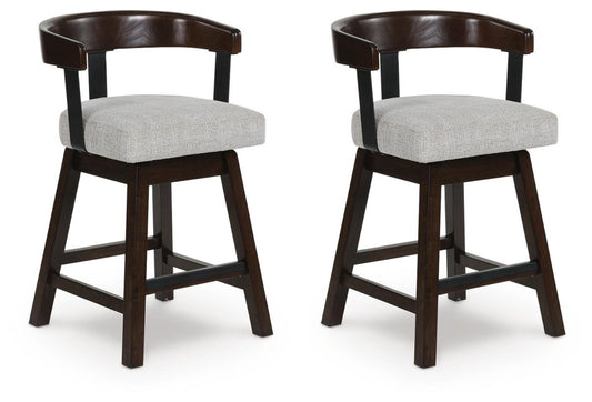 Haddigan - Upholstered Swivel Barstool (Set of 2) - Dark Brown Stool Sets by Signature Design by Ashley® - Walls Furniture & Mattress