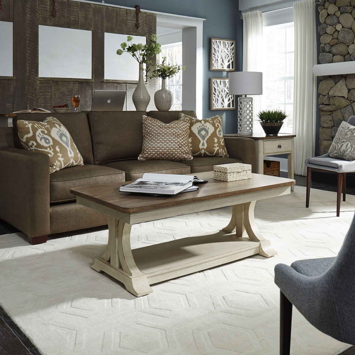Farmhouse Reimagined - 3 Piece Table Set (1 Cocktail 2 End Tables) - White Table Sets by Liberty Furniture - Walls Furniture & Mattress