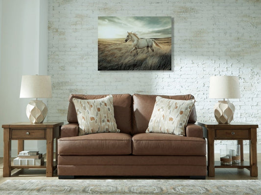 VillaCourt - Caramel - Loveseat Stationary Loveseats by Benchcraft® - Walls Furniture & Mattress