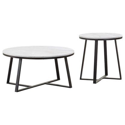 Hugo - Faux Marble Coffee Table Set Table Sets by Coaster Fine Furniture - Walls Furniture & Mattress