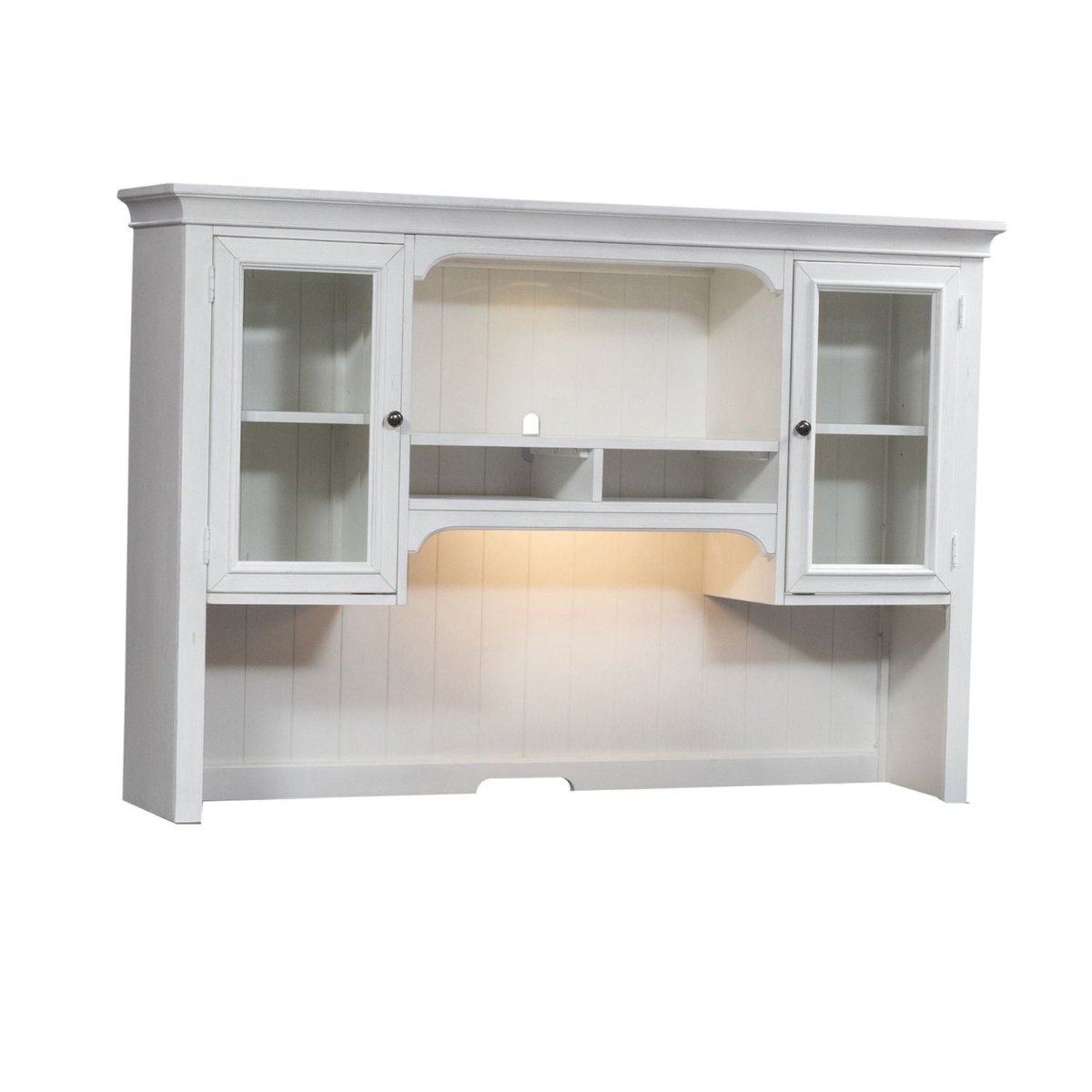 Allyson Park - Jr Executive Credenza Hutch - Wirebrushed White / Charcoal Hutches by Liberty Furniture - Walls Furniture & Mattress