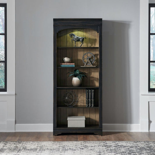 Meritage - Bunching Bookcase - Aged Charcoal Standard Bookcases by Liberty Furniture - Walls Furniture & Mattress