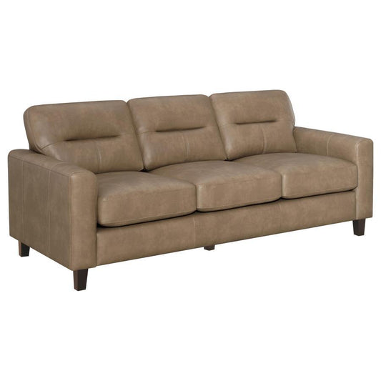 Scotland - Faux Leather Upholstered Track Arm Sofa Stationary Sofas by Coaster Fine Furniture - Walls Furniture & Mattress