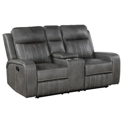 Raelynn - Upholstered Track Arm Motion Loveseat - Gray Reclining Loveseats by Coaster Fine Furniture - Walls Furniture & Mattress