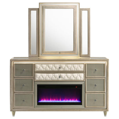 Lorient - 8 - Drawer LED Bedroom Flame Box Dresser Dressers by Coaster Fine Furniture - Walls Furniture & Mattress