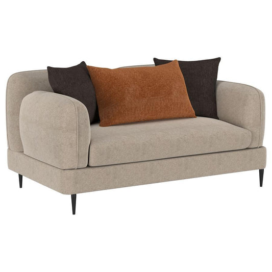 Jade - Chenille Upholstered Modern Track Arm Loveseat Stationary Loveseats by Coaster Fine Furniture - Walls Furniture & Mattress