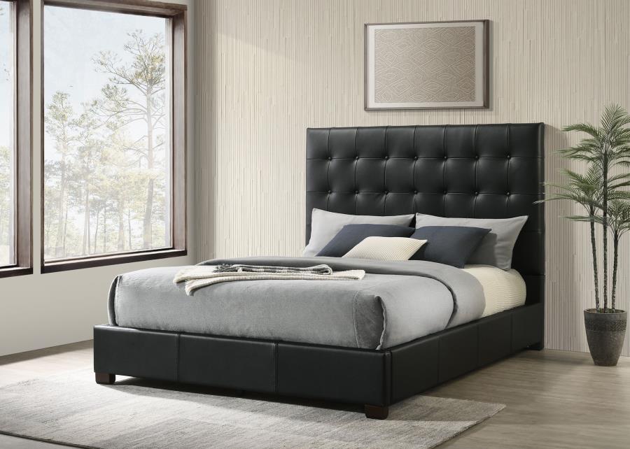 Medley - Genuine Leather Platform Bed Upholstered Beds by Coaster Fine Furniture - Walls Furniture & Mattress