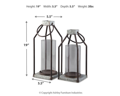Diedrick - Lantern Set (Set of 2) - Gray / Black