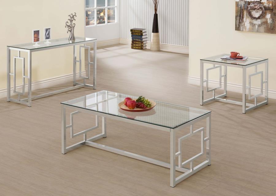 Merced - Glass Top Metal Table End Tables by CoasterEssence - Walls Furniture & Mattress