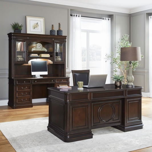 Brayton Manor - 5 Piece Home Office Jr Executive Set - Cognac 5 Piece Home Office Sets by Liberty Furniture - Walls Furniture & Mattress