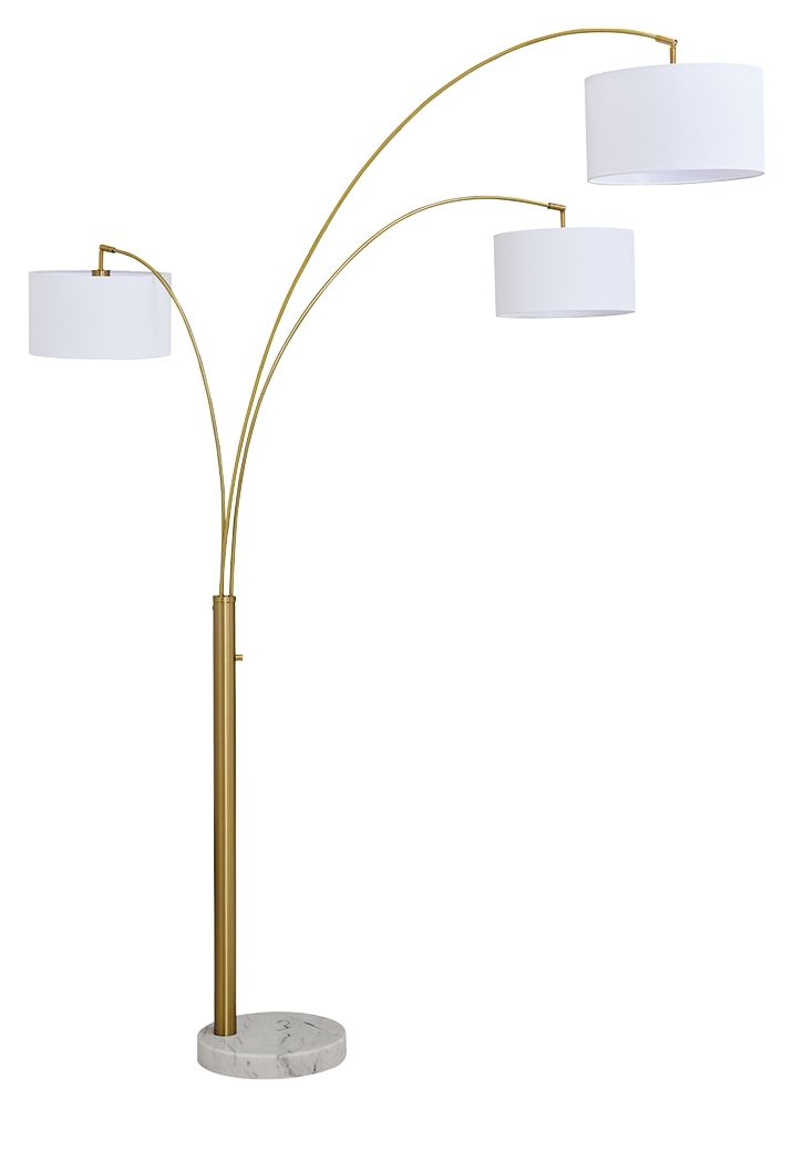 Valo - Metal Arc Lamp - Gold Finish Floor Lamps by Signature Design by Ashley® - Walls Furniture & Mattress
