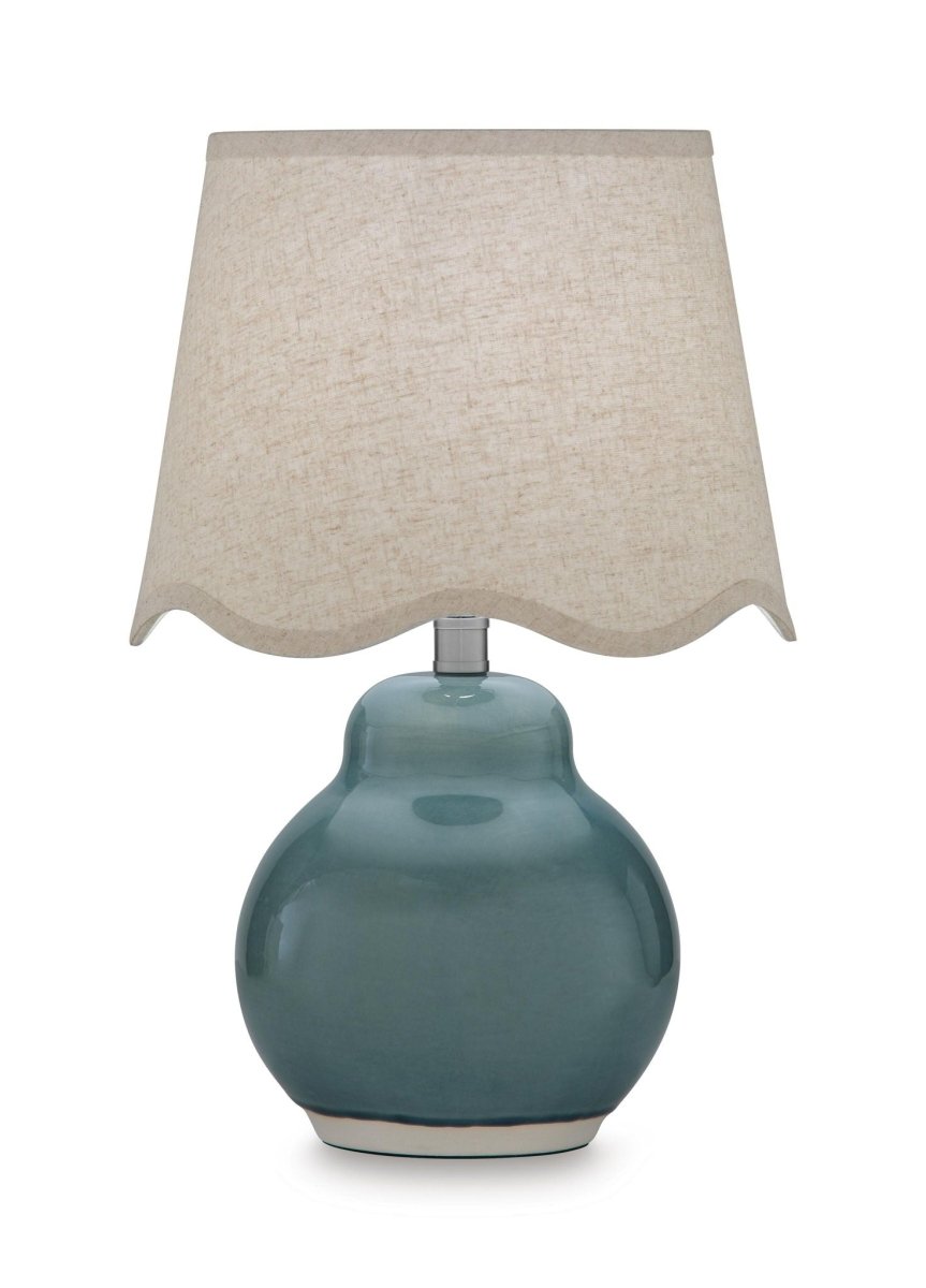 Byronburg - Ceramic Table Lamp - Blue / Beige Table Lamps by Signature Design by Ashley® - Walls Furniture & Mattress