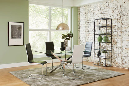 Carmelo - 5 Piece Rectangular Glass Top Dining Set - Chrome
