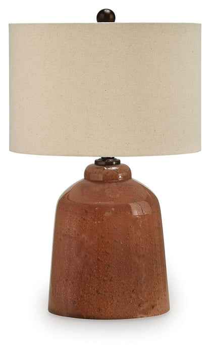 Aaleahya - Rust - Glass Table Lamp Table Lamps by Signature Design by Ashley® - Walls Furniture & Mattress