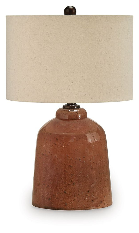 Aaleahya - Rust - Glass Table Lamp Table Lamps by Signature Design by Ashley® - Walls Furniture & Mattress