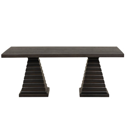 Plateau - 78" Rectangle Dining Table - Top & Base - Dark Brown Dining Tables by New Classic - Walls Furniture & Mattress