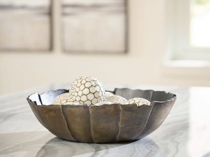 Aidman - Bowl - Black / Antique Gold Finish Plates & Bowls by Signature Design by Ashley® - Walls Furniture & Mattress