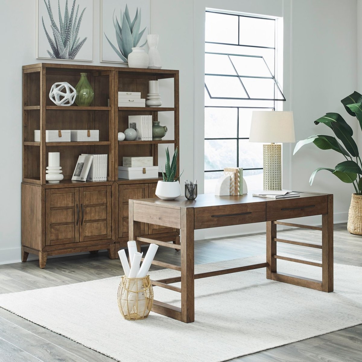 Shaker Lakes - Desk & Bookcase Set - Harvest Brown 2 Piece Home Office Sets by Liberty Furniture - Walls Furniture & Mattress
