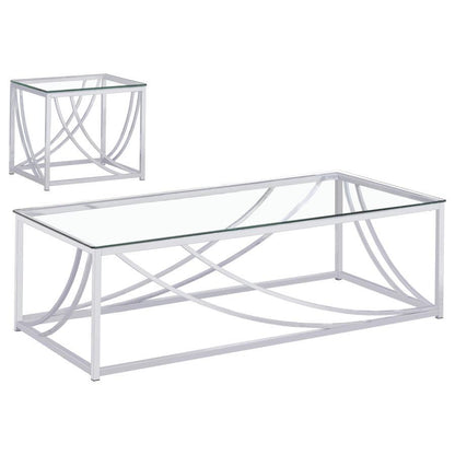 Lille - 2 Piece Glass Top Coffee And End Table Set - Chrome Table Sets by Coaster Fine Furniture - Walls Furniture & Mattress