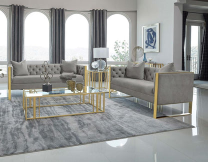 Eastbrook - Velvet Upholstered Tufted Sofa Set Stationary Sofas & Loveseats by CoasterElevations - Walls Furniture & Mattress