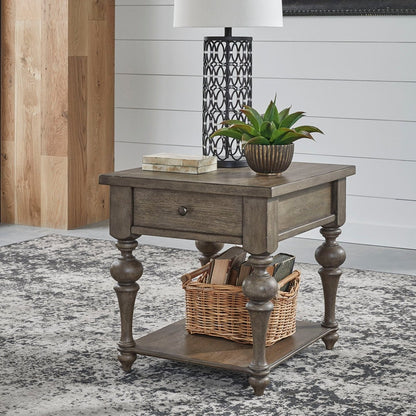 Americana Farmhouse - Drawer End Table - Light Brown End Tables by Liberty Furniture - Walls Furniture & Mattress