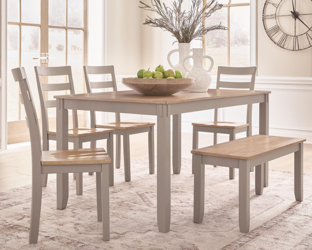 Harperfeld - Dining Room Table Set (Set of 6) - Natural / Gray 6 Piece Dining Room Sets by Signature Design by Ashley® - Walls Furniture & Mattress