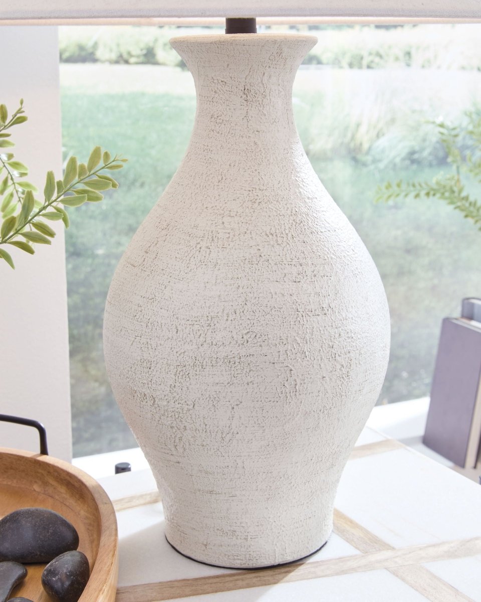 Ashbend - Ceramic Table Lamp - Antique White Table Lamps by Signature Design by Ashley® - Walls Furniture & Mattress