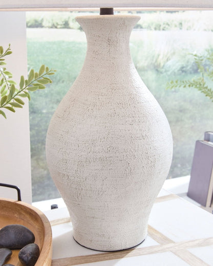 Ashbend - Ceramic Table Lamp - Antique White Table Lamps by Signature Design by Ashley® - Walls Furniture & Mattress