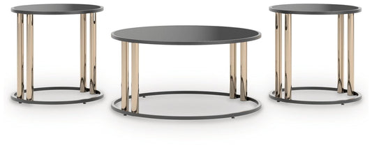 Hannerly - Black / Gold Finish - Occasional Table Set (Set of 3) Table Sets by Signature Design by Ashley® - Walls Furniture & Mattress