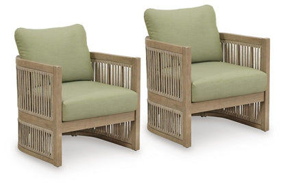 Serena Shores - Lounge Chair With Cushion (Set of 2) - Beige / Green Chair Sets by Signature Design by Ashley® - Walls Furniture & Mattress