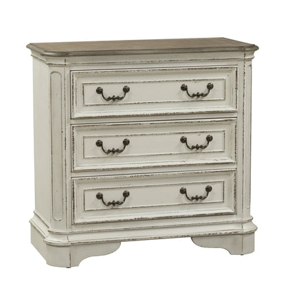 Magnolia Manor - 3 Drawer Bedside Chest With Charging Station - White Bedside Chests by Liberty Furniture - Walls Furniture & Mattress
