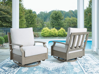 Rainier Ranch - Swivel Glider Chair With Cushion - Brown / Beige Swivel Chairs by Signature Design by Ashley® - Walls Furniture & Mattress