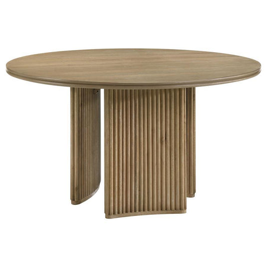 Adina - 5 Piece Round Dining Table Set - Barley / Distressed Light Brown 5 Piece Dining Room Sets by Coaster Fine Furniture - Walls Furniture & Mattress