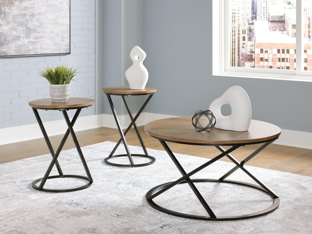 Cassbryn - Occasional Table Set (Set of 3) - Brown / Black Table Sets by Signature Design by Ashley® - Walls Furniture & Mattress