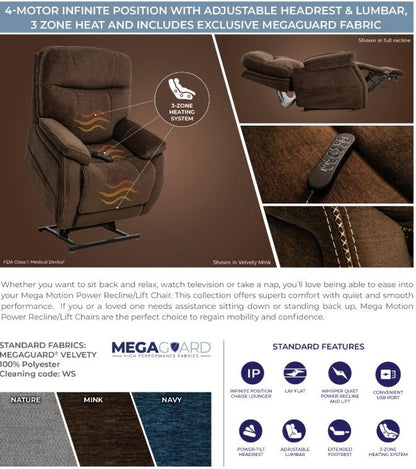 iNFI ELITE Velvety Infinite Position Adjustable Lumbar Lift Chair