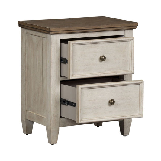 Heartland - 2 Drawer Nightstand With Charging Station - White Nightstands w/ Charging Stations by Liberty Furniture - Walls Furniture & Mattress