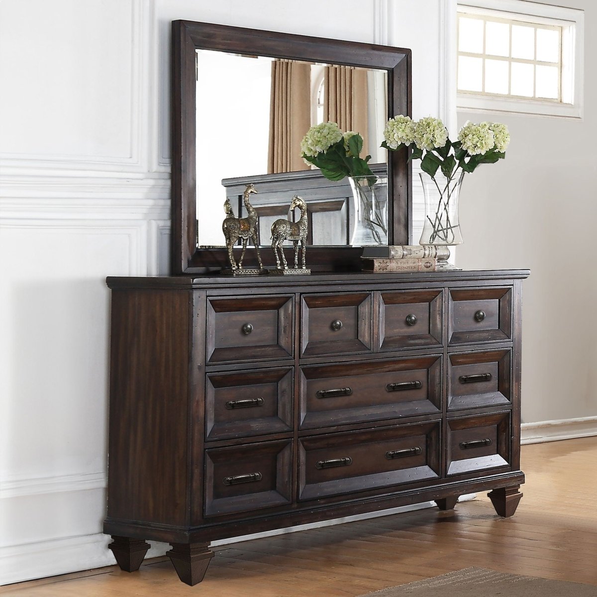 Sevilla - Dresser & Mirror - Dark Brown in Kokomo, IN | Walls Furniture & Mattress Sevilla - Dresser & Mirror - Dark Brown in Kokomo, IN | Walls Furniture & Mattress