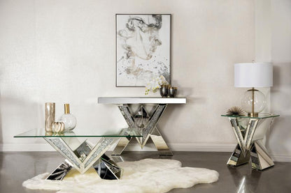 Taffeta - Glass Top Mirrored Acrylic Table End Tables by CoasterElevations - Walls Furniture & Mattress