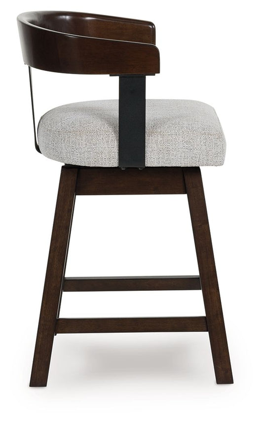 Haddigan - Dark Brown - Upholstered Swivel Barstool (Set of 2) Stool Sets by Signature Design by Ashley® - Walls Furniture & Mattress