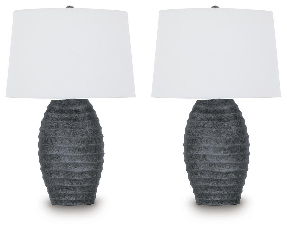 Caronick - Poly Table Lamp (Set of 2) - Antique Silver Finish Table Lamps by Signature Design by Ashley® - Walls Furniture & Mattress