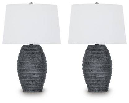 Caronick - Poly Table Lamp (Set of 2) - Antique Silver Finish Table Lamps by Signature Design by Ashley® - Walls Furniture & Mattress