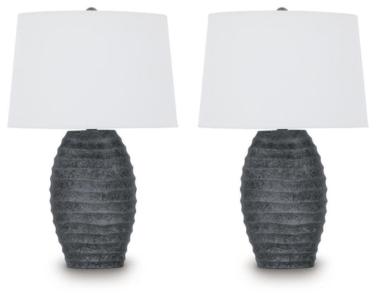 Caronick - Poly Table Lamp (Set of 2) - Antique Silver Finish Table Lamps by Signature Design by Ashley® - Walls Furniture & Mattress