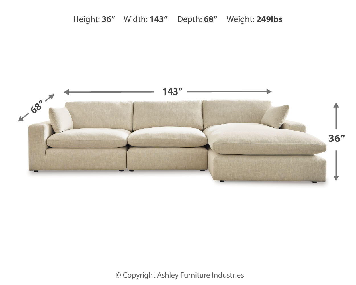 Elyza - Sectional Stationary Sectionals by Benchcraft® - Walls Furniture & Mattress