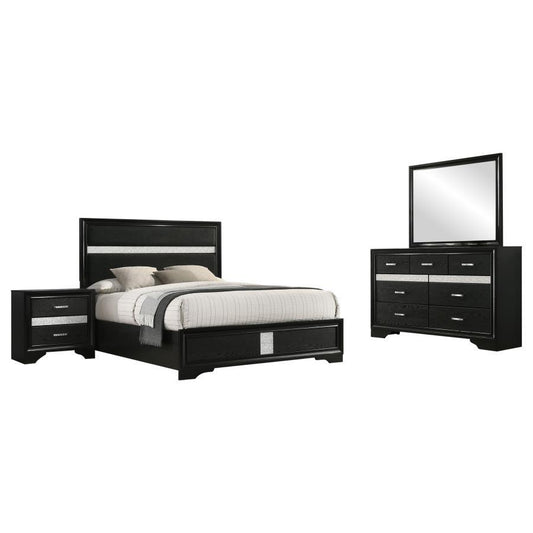 Miranda - Panel Bedroom Set - Black 4 Piece Bedroom Sets by Coaster Fine Furniture - Walls Furniture & Mattress